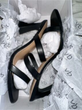 DV by Dolce Vita Black Double-Strap Square-Toe Slide Heels